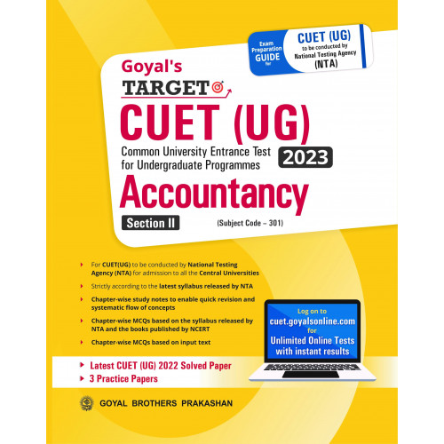 Goyal's Target CUET (UG) 2023 Section II - Accountancy (with chapter-wise study notes, chapter-wise MCQs and 3 Sample Papers)