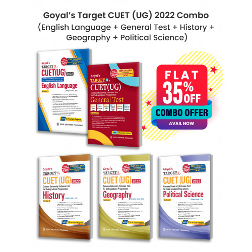 Goyal's Target CUET (UG) 2022 Combo (Set of 5 Books) General Test + English Language + History + Geography + Political Science as per NTA syllabus Chapter-wise Notes & MCQs, with 3 Sample Papers