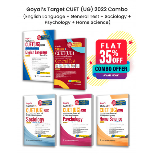 Goyal's Target CUET (UG) 2022 Combo (Set of 5 Books) General Test + English Language + Sociology + Psychology + Home Science as per NTA syllabus Chapter-wise Notes & MCQs, with 3 Sample Papers